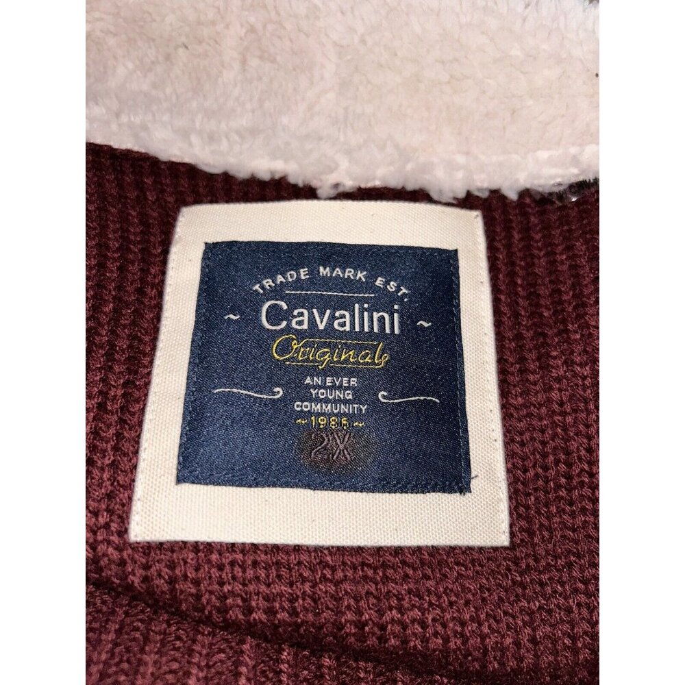Cavalini Sz PLUS 2X Shawl Collar Faux Suede Sherpa Lined Jacket Burgundy EUC - Picture 8 of 10